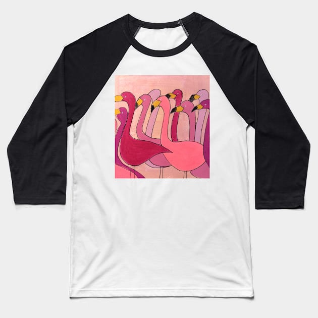 Pink Flock Baseball T-Shirt by MyCraftyNell